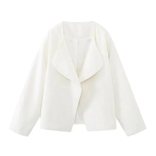 Oversize Cropped Jacket Woman White Elegant Womens Jackets Cardigan Long Sleeve Winter Jacket For Women