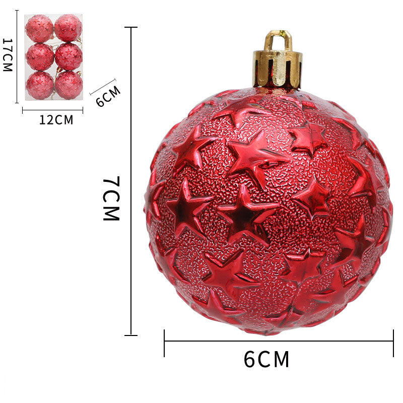 Christmas 6cm Decorative Ball with Starry Sky Relief, Christmas Electroplating Ball Pendant, Venue Decoration Ball
