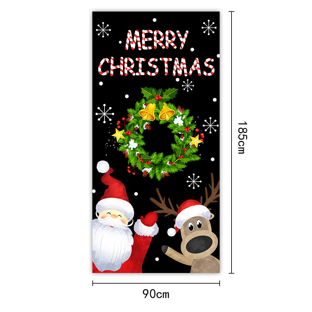 New Christmas Door Curtains, Flags, Outdoor Photography, Santa Claus and Puppies, Background Decoration, Hanging Cloth
