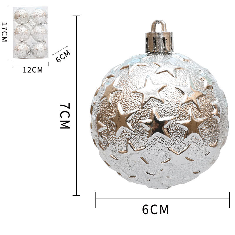 Christmas 6cm Decorative Ball with Starry Sky Relief, Christmas Electroplating Ball Pendant, Venue Decoration Ball
