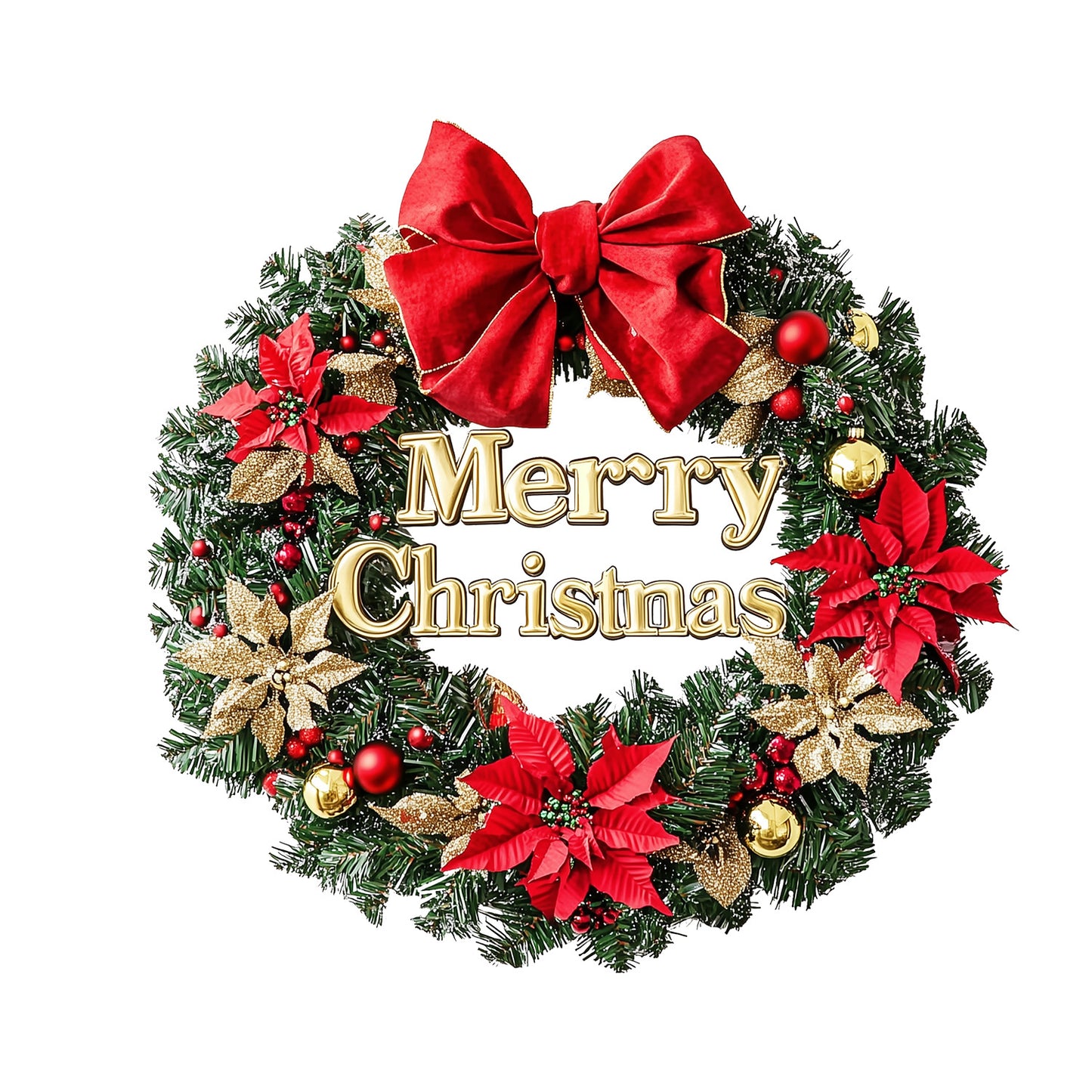 Christmas Bow, Gold and Red Flower Wreath Stickers, Wall Stickers, Decoration for the New Year's Festival