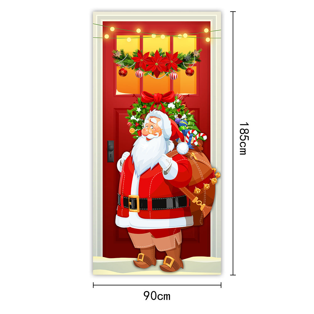 New Christmas Door Curtains, Flags, Outdoor Photography, Santa Claus and Puppies, Background Decoration, Hanging Cloth