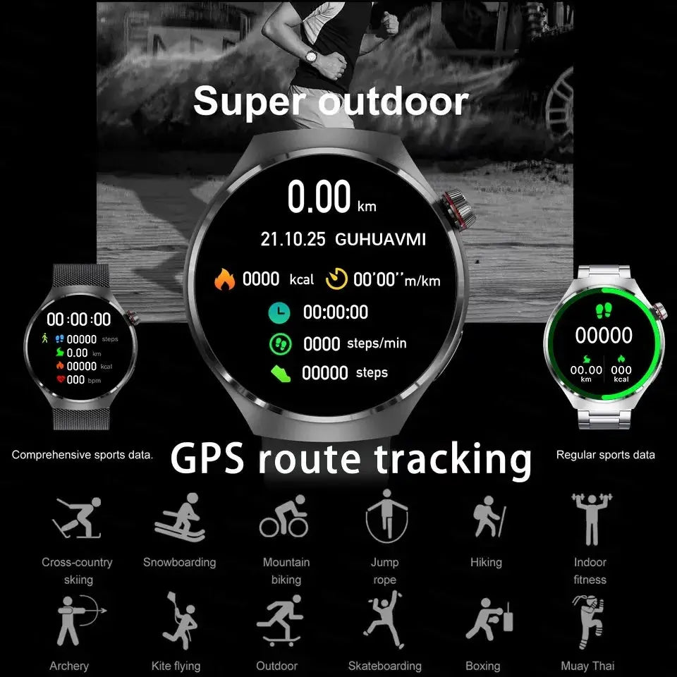 For HUAWEI GT4 Pro GPS NFC Smart Watch Men 360*360 AMOLED Screen Heart rate Bluetooth Call IP68 Waterproof Man Smartwatch 2024 Lamiiche