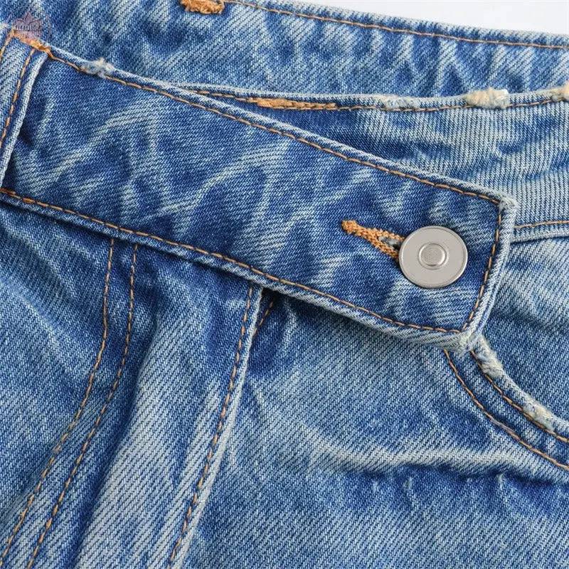 High waisted and slim fit denim short skirt with a vintage look - Lamiiche