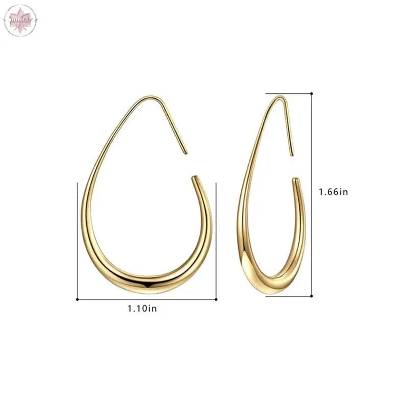 Large oval pull-through earrings with high polishing and personalized jewelry gift - Lamiiche