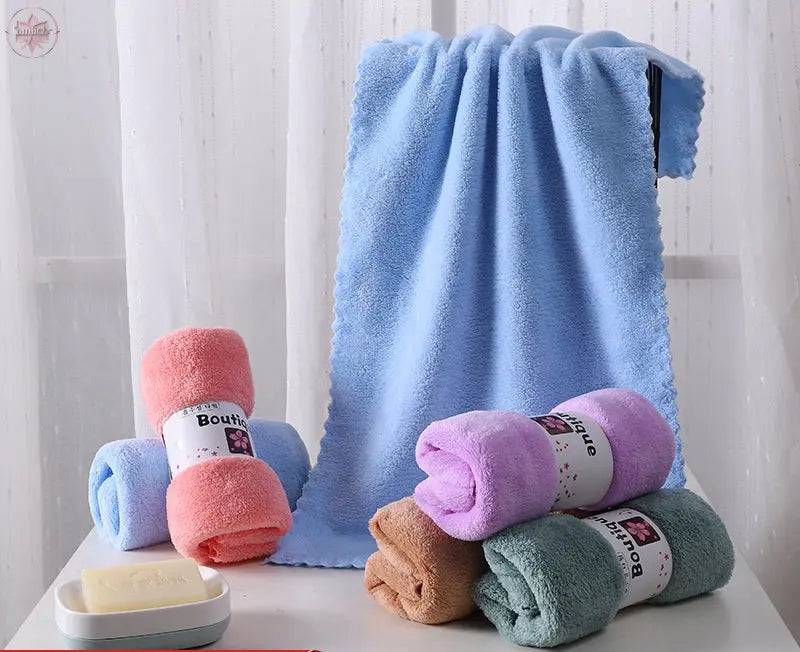 Coral Velvet Solid Color Towel Bath Towel Set Soft Absorbent Face Towel - Lamiiche