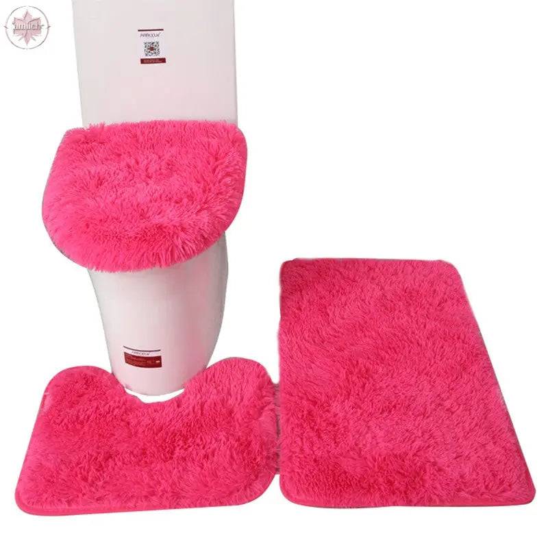 Modern Minimalist Style Solid Color Toilet Bath Bathroom Three-Piece Combination Home Bathroom Floor Mat - Lamiiche