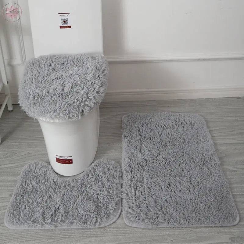 Modern Minimalist Style Solid Color Toilet Bath Bathroom Three-Piece Combination Home Bathroom Floor Mat - Lamiiche