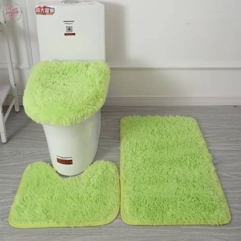 Modern Minimalist Style Solid Color Toilet Bath Bathroom Three-Piece Combination Home Bathroom Floor Mat - Lamiiche