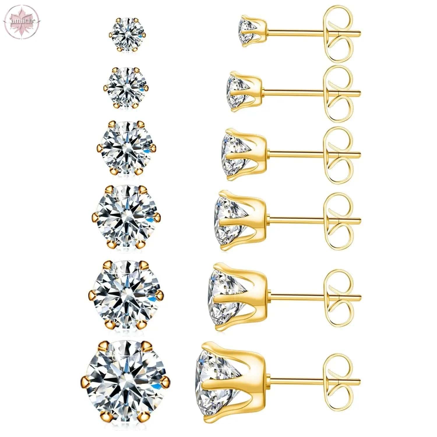Stainless steel earring set with multiple decorations - Lamiiche