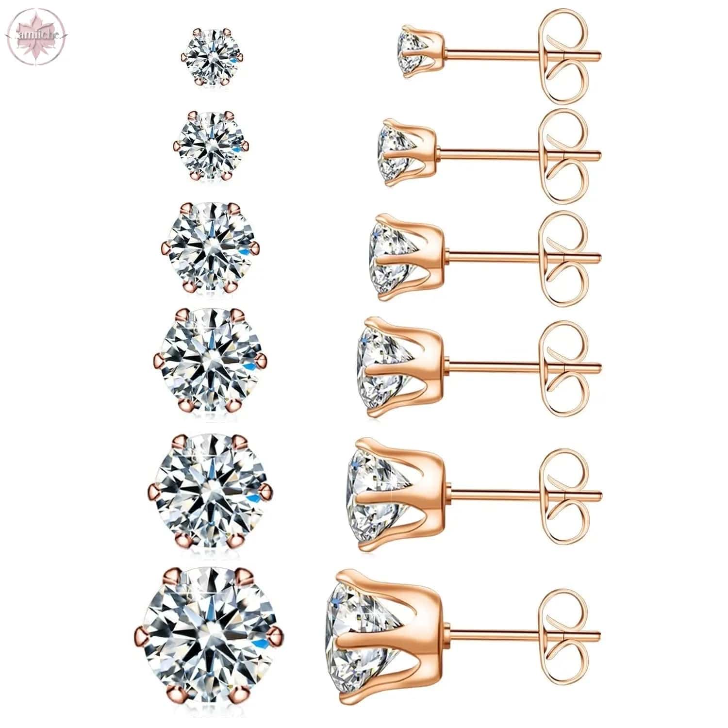 Stainless steel earring set with multiple decorations - Lamiiche