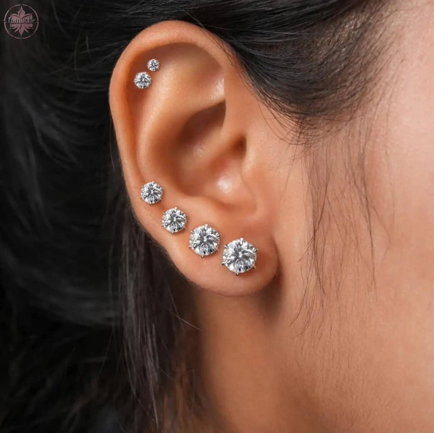 Stainless steel earring set with multiple decorations - Lamiiche
