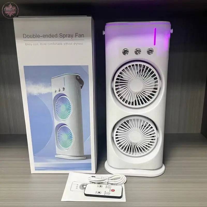 Double head spray fan USB office home dormitory desktop fan can shake the head mini fan - Lamiiche