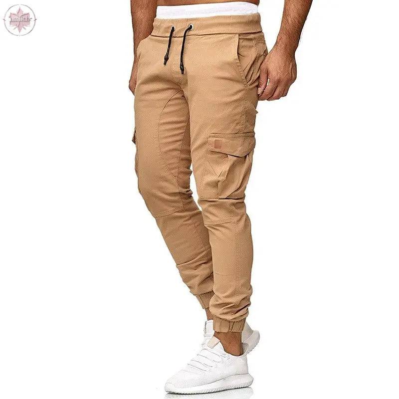 Casual pants men's multi pocket sports pants solid color running pants work pants - Lamiiche