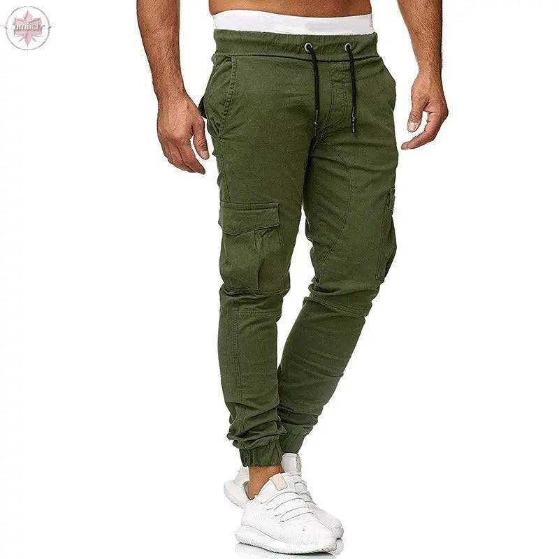 Casual pants men's multi pocket sports pants solid color running pants work pants - Lamiiche