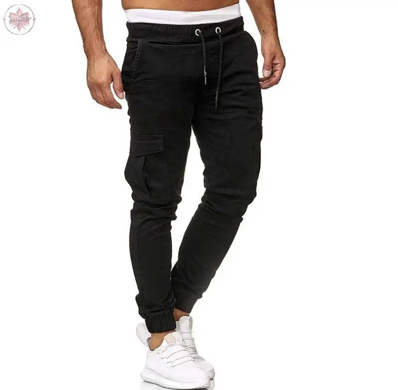 Casual pants men's multi pocket sports pants solid color running pants work pants - Lamiiche