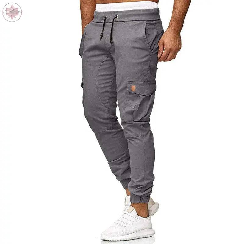 Casual pants men's multi pocket sports pants solid color running pants work pants - Lamiiche
