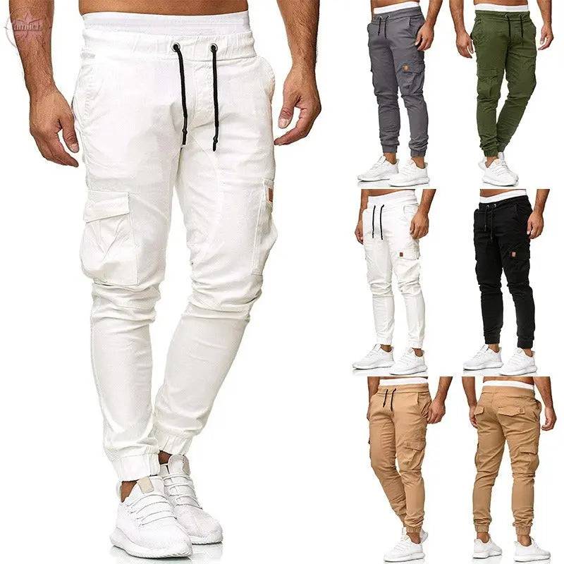 Casual pants men's multi pocket sports pants solid color running pants work pants - Lamiiche