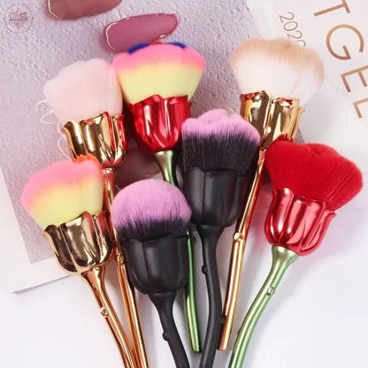 Flower Nail Brush For Manicure Rose Nail Art Brush Nail Accesories Tools Popular Round Small Gel polish Dust Cleaning Brushes - Lamiiche