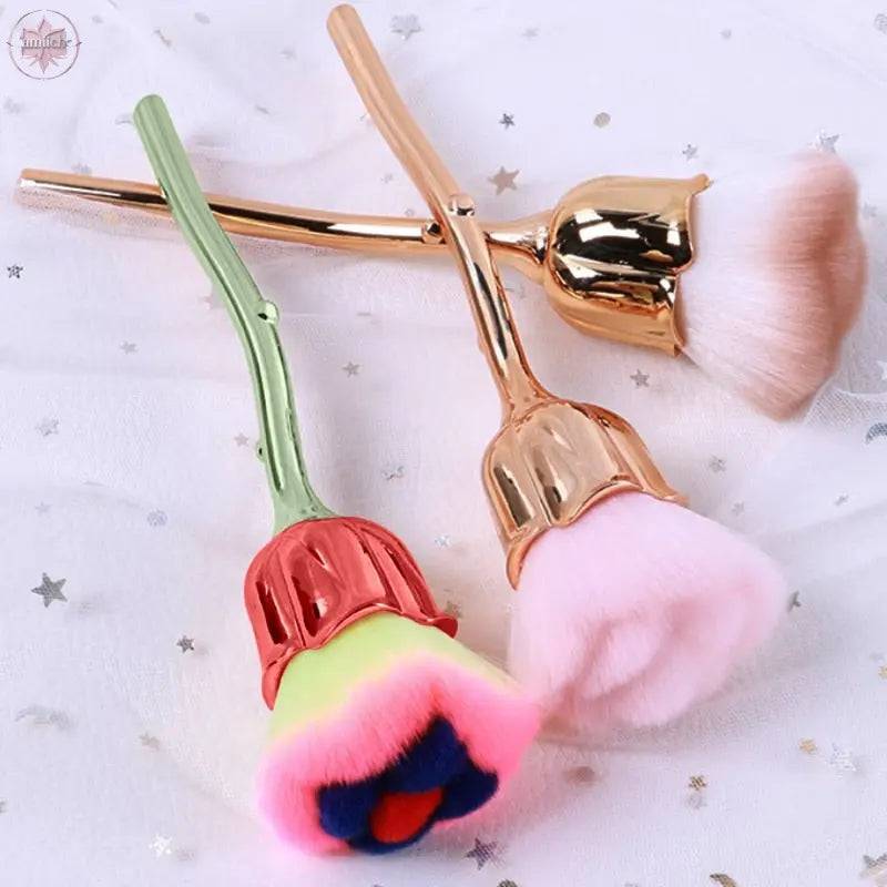 Flower Nail Brush For Manicure Rose Nail Art Brush Nail Accesories Tools Popular Round Small Gel polish Dust Cleaning Brushes - Lamiiche