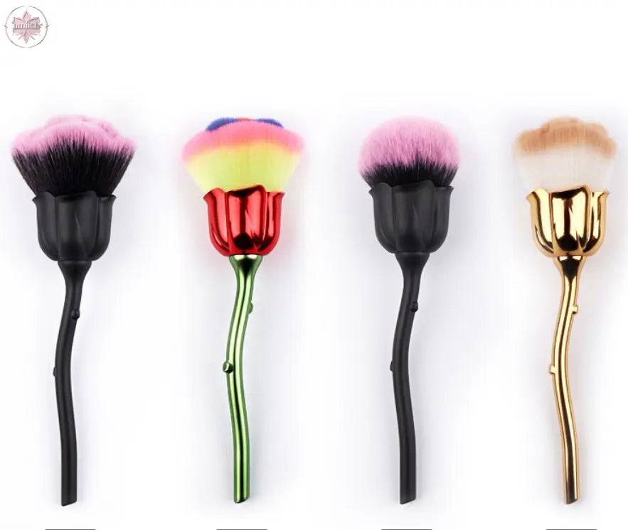 Flower Nail Brush For Manicure Rose Nail Art Brush Nail Accesories Tools Popular Round Small Gel polish Dust Cleaning Brushes - Lamiiche