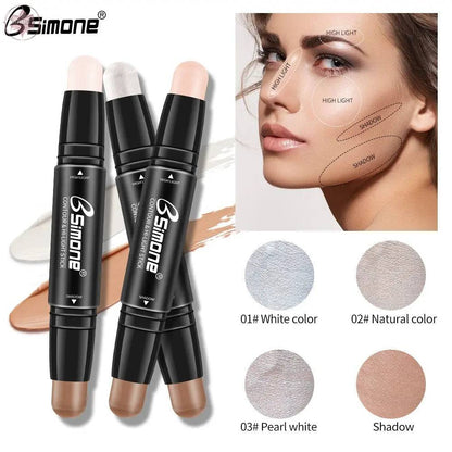 Double-Ended Highlighting Stick Concealer Nose-Shadow Highlighter To Fix Spots Side Shadow Highlighter Stick - Lamiiche