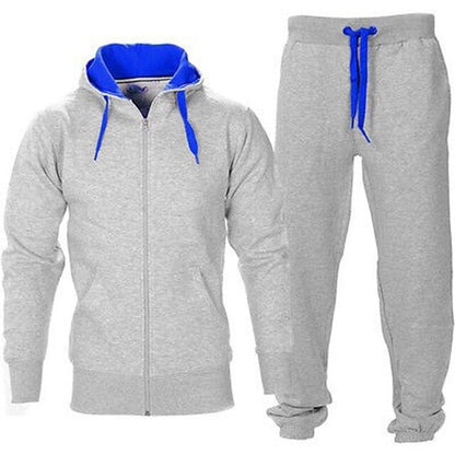 Casual Solid Tracksuit Zipper Hooded Sweatshirt