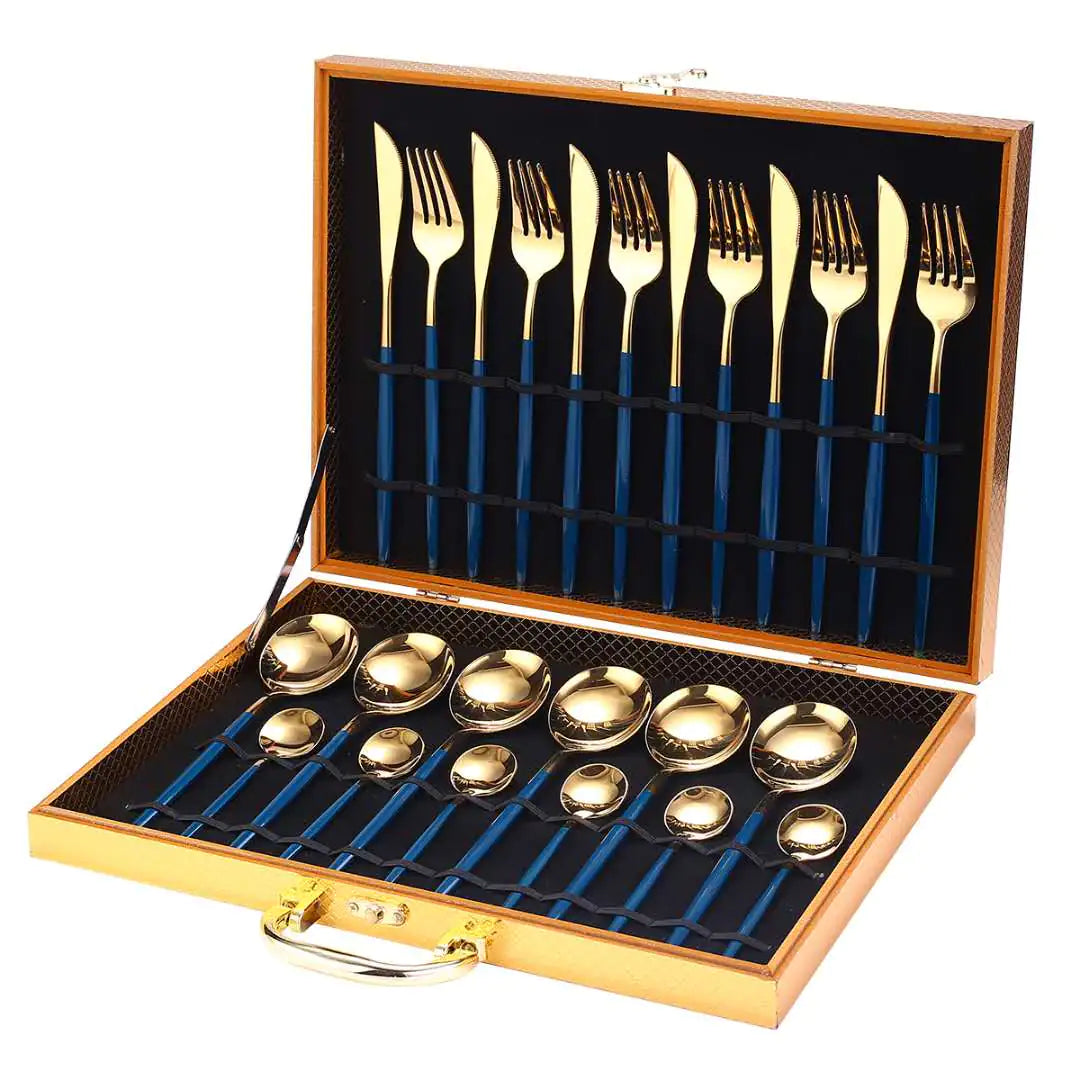 24pcs Gold Stainless Steel Cutlery Set