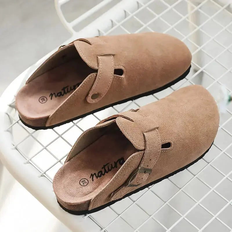 Baotou Women Closed Toe Cork Slippers 