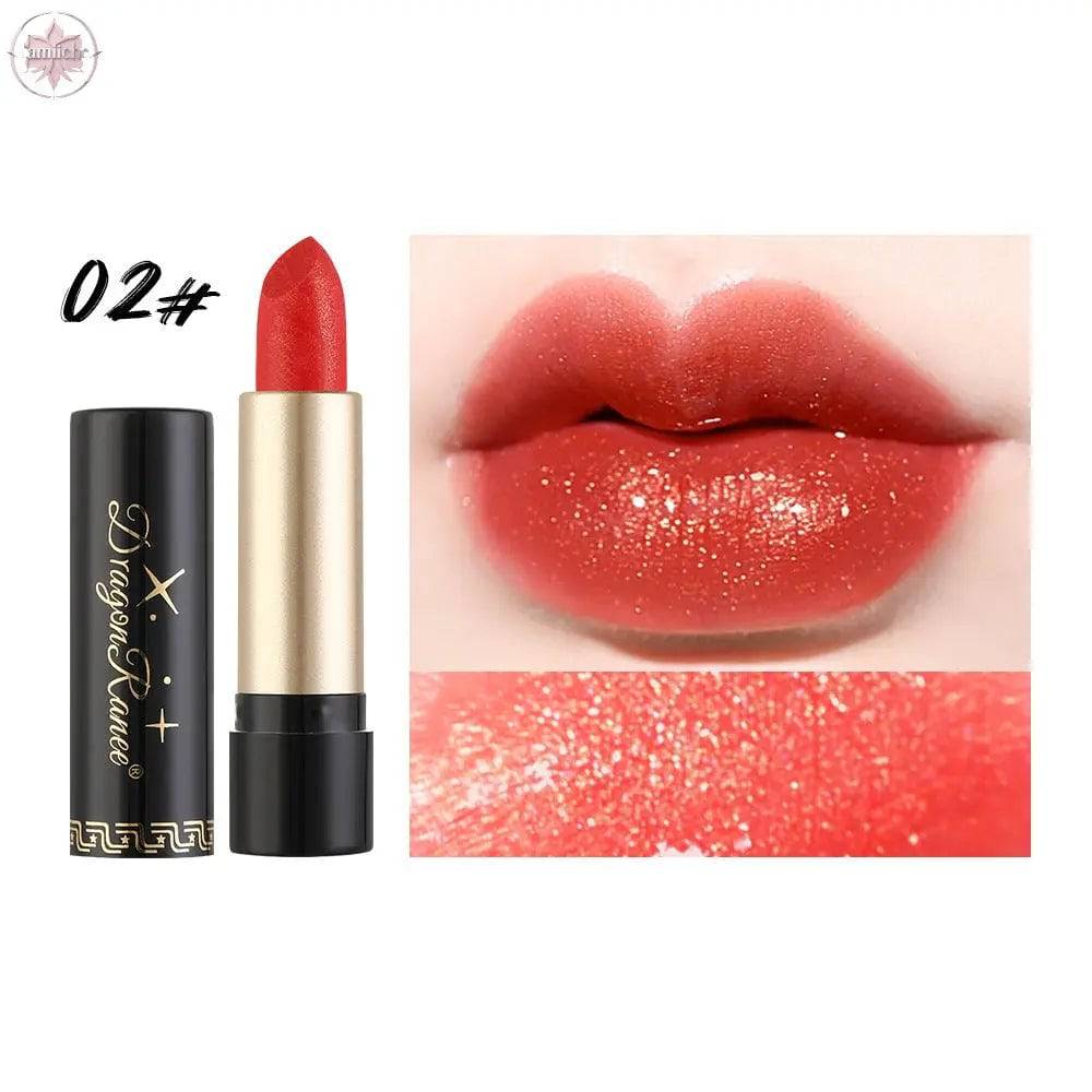 Gilt Pearlescent Dragon Fruit Peach Pink Lipstick Slightly Flashing Lipstick Moisturizing And Shining With Fine Flashing Bean Paste Mermaid - Lamiiche