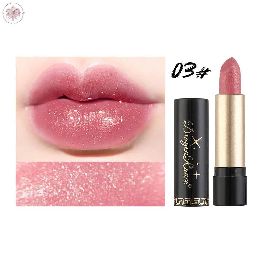 Gilt Pearlescent Dragon Fruit Peach Pink Lipstick Slightly Flashing Lipstick Moisturizing And Shining With Fine Flashing Bean Paste Mermaid - Lamiiche