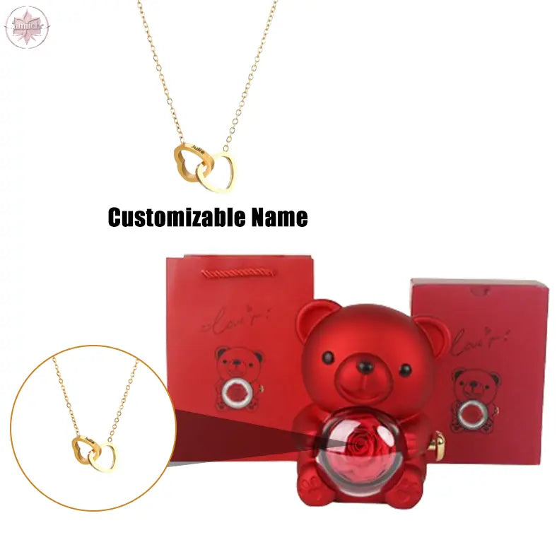 Teddy Bear Jewelry Gift Box with Round Necklace Gifts for Women Mom Wife  Lamiiche