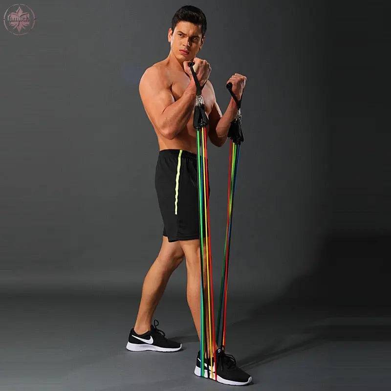 17-Piece Set 150 Lbs Chest Expander Latex Home Training Elastic Band Resistance Bands gym equipment for home bodybuilding - Lamiiche