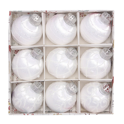 Christmas balls, silk balls, winding balls, painted balls, 8cm, 9pcs, boxed Christmas decorations
