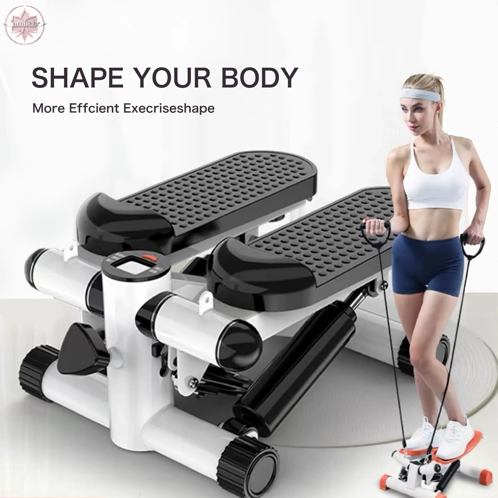 Mini Stepper for Exercise - 300 LBS Loading Capacity, Hydraulic Fitness Stepper with LCD Monitor  Lamiiche