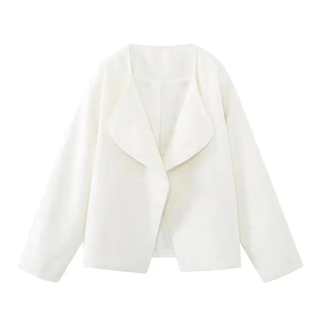Oversize Cropped Jacket Woman White Elegant Womens Jackets Cardigan Long Sleeve Winter Jacket For Women