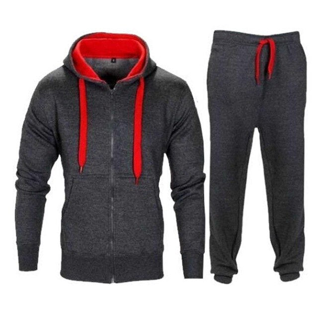 Casual Solid Tracksuit Zipper Hooded Sweatshirt