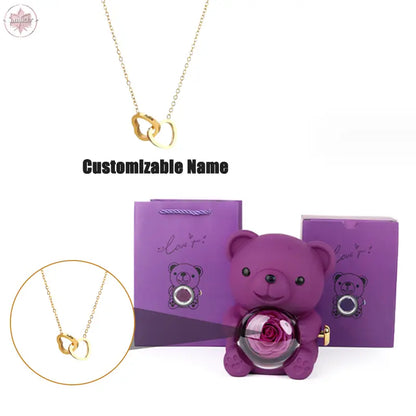 Teddy Bear Jewelry Gift Box with Round Necklace Gifts for Women Mom Wife  Lamiiche