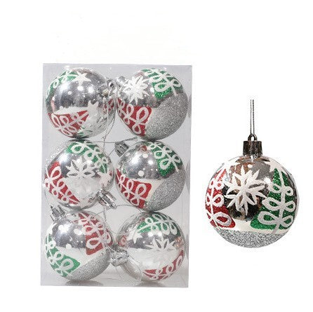 Christmas ball hand drawn pattern Christmas tree pattern decoration plastic electroplated ball decoration