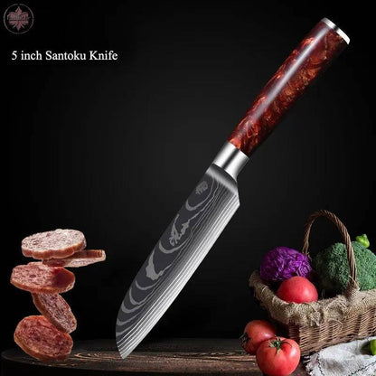 Kitchen Knives Professional Chef Knives Kitchen Knife Japanese 5CR15 440C High Carbon Stainless Steel Pattern Knife - Lamiiche