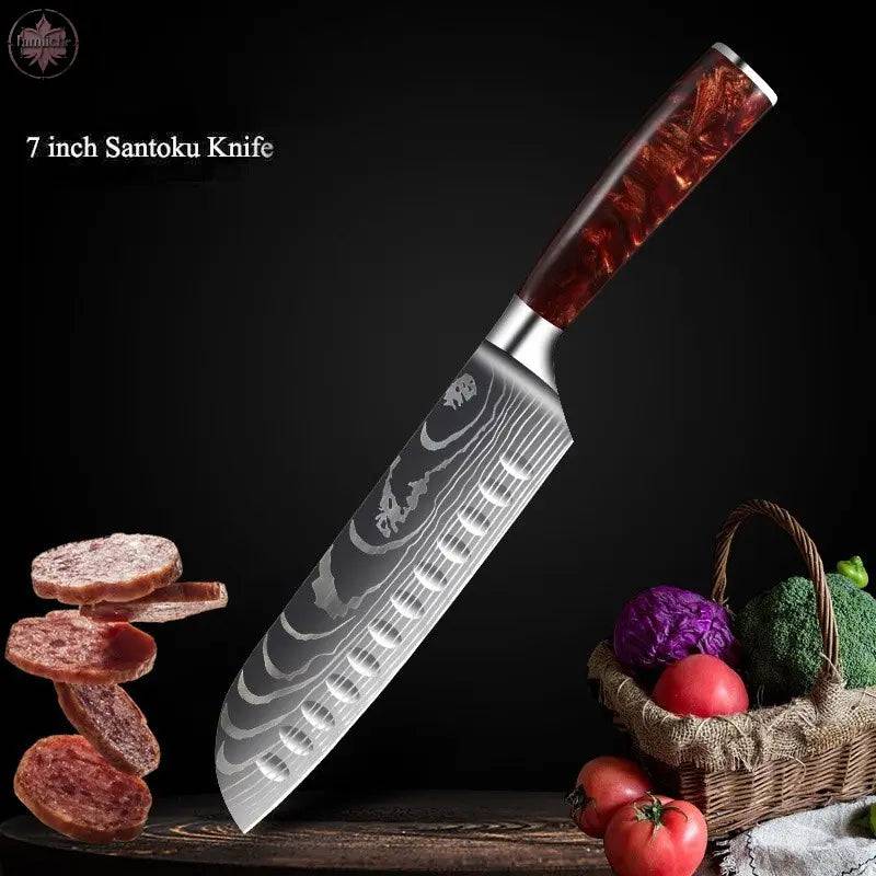 Kitchen Knives Professional Chef Knives Kitchen Knife Japanese 5CR15 440C High Carbon Stainless Steel Pattern Knife - Lamiiche