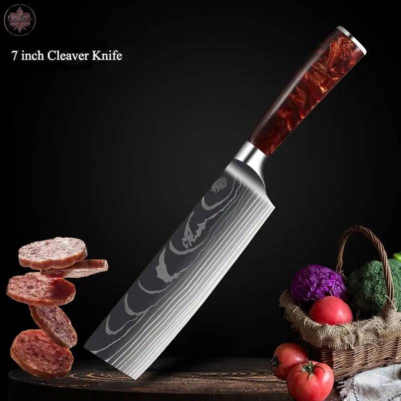 Kitchen Knives Professional Chef Knives Kitchen Knife Japanese 5CR15 440C High Carbon Stainless Steel Pattern Knife - Lamiiche