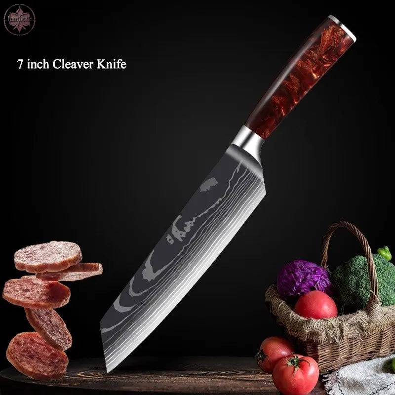 Kitchen Knives Professional Chef Knives Kitchen Knife Japanese 5CR15 440C High Carbon Stainless Steel Pattern Knife - Lamiiche