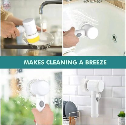 5-in-1 Electric Cleaning Brush Bathroom Wash Brush Kitchen Cleaning Tool USB Bathtub Brush - Lamiiche