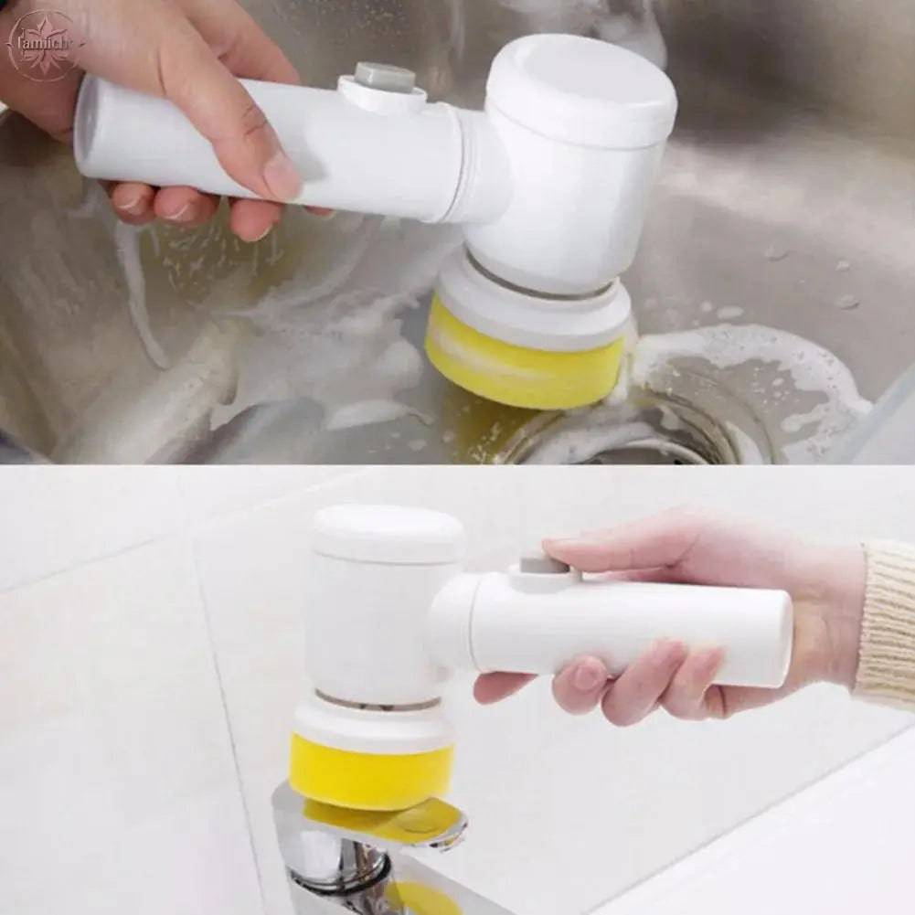 5-in-1 Electric Cleaning Brush Bathroom Wash Brush Kitchen Cleaning Tool USB Bathtub Brush - Lamiiche