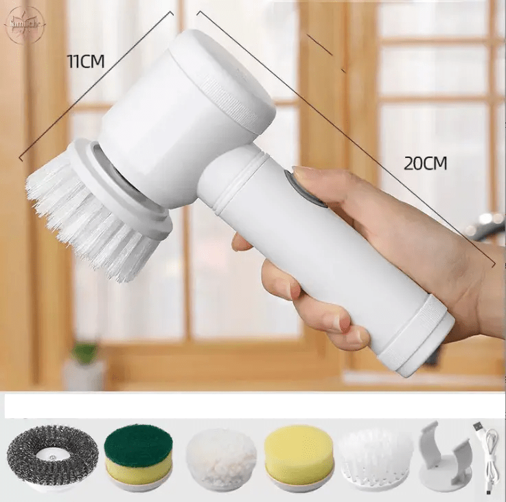 5-in-1 Electric Cleaning Brush Bathroom Wash Brush Kitchen Cleaning Tool USB Bathtub Brush - Lamiiche