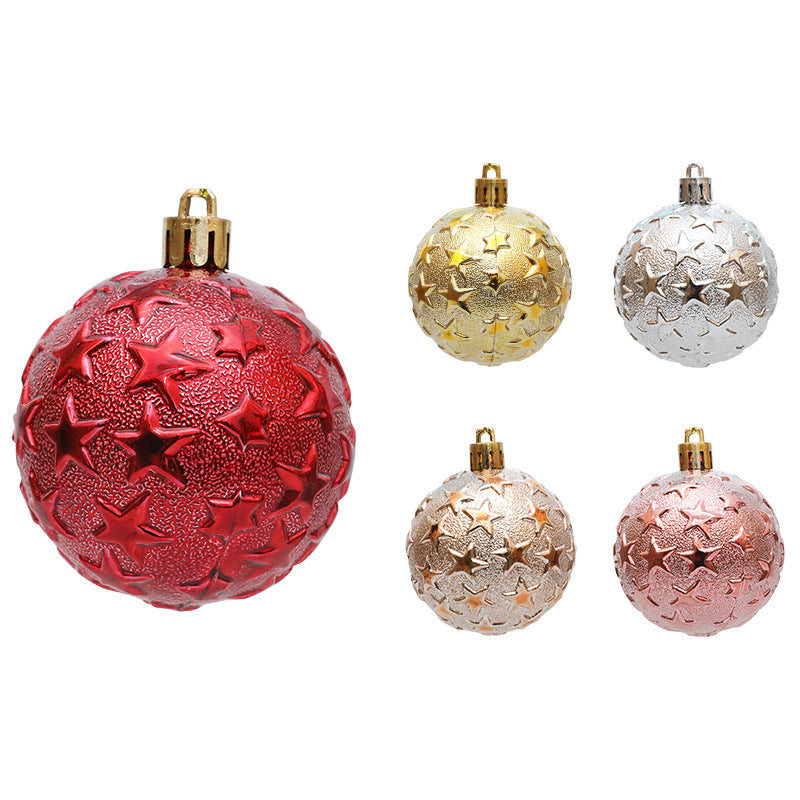 Christmas 6cm Decorative Ball with Starry Sky Relief, Christmas Electroplating Ball Pendant, Venue Decoration Ball
