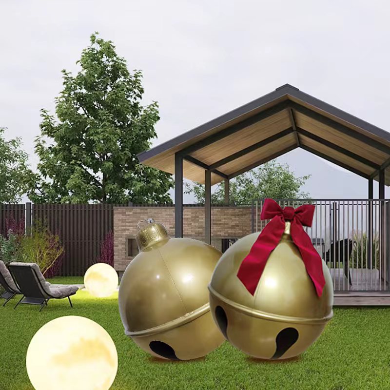 New inflatable Christmas bell with bow decoration for outdoor courtyard decoration