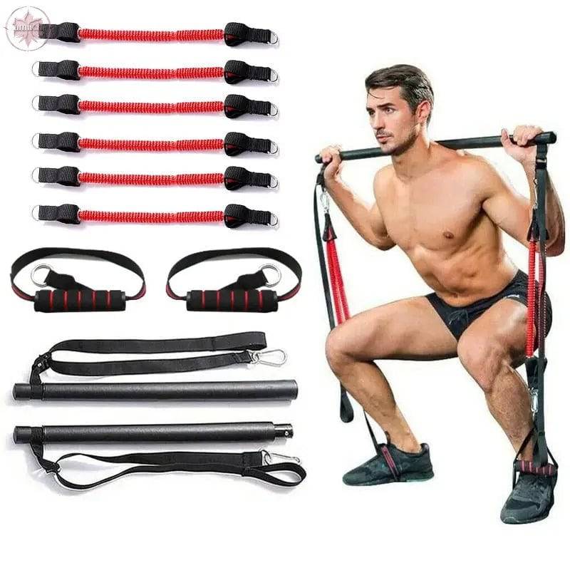 Resistance Band  Pilates Stick Gym Exercise Muscle Power Tension Bar With Fitness Stick Home Body Work Out Fitness Pull Rope - Lamiiche