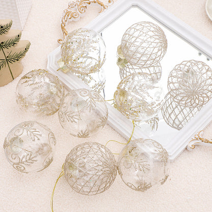 Christmas decorations 8cm/9PCS transparent PET painted Christmas ball gift box set Christmas tree pendant